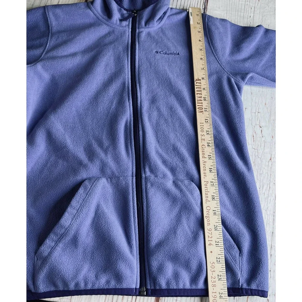 Columbia Girls Fleece Hoodie Jacket Youth Size L (14/16) Purple Blue Full Zip‎